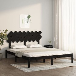 vidaXL Massivholzbett Schwarz 160x200 cm