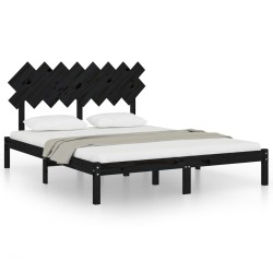 vidaXL Massivholzbett Schwarz 160x200 cm