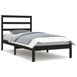 vidaXL Massivholzbett Schwarz Kiefer 100x200 cm