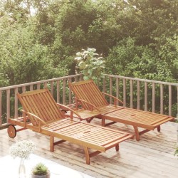 vidaXL 2-tlg. Sonnenliegen-Set mit Tisch Massivholz Akazie 