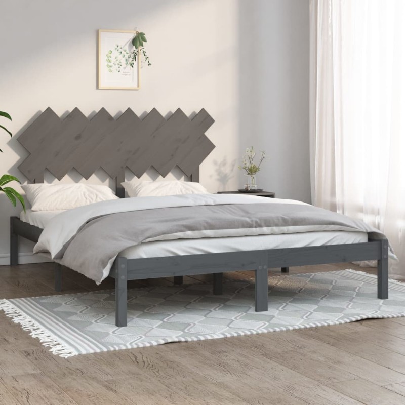 vidaXL Massivholzbett Grau 150x200 cm vidaXL Massivholzbett Grau 150x200 cm