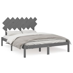 vidaXL Massivholzbett Grau 150x200 cm