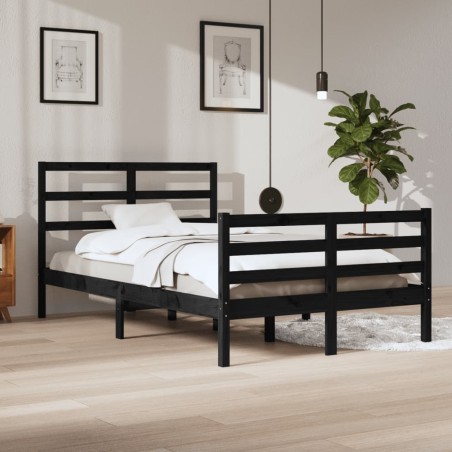vidaXL Massivholzbett Schwarz Kiefer 120x200 cm