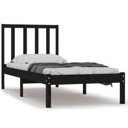 vidaXL Massivholzbett Schwarz Kiefer 100x200 cm