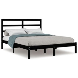 vidaXL Massivholzbett Schwarz Kiefer 140x200 cm
