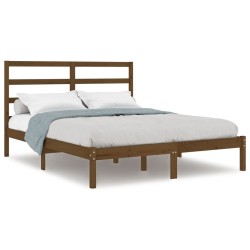 vidaXL Massivholzbett Honigbraun 135x190 cm