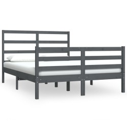 vidaXL Massivholzbett Grau Kiefer 140x190 cm