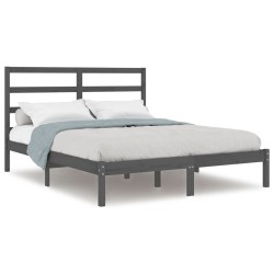 vidaXL Massivholzbett Grau 150x200 cm