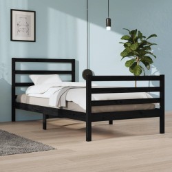 vidaXL Massivholzbett Schwarz Kiefer 100x200 cm
