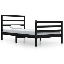vidaXL Massivholzbett Schwarz Kiefer 100x200 cm