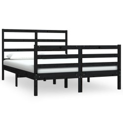 vidaXL Massivholzbett Schwarz Kiefer 140x190 cm