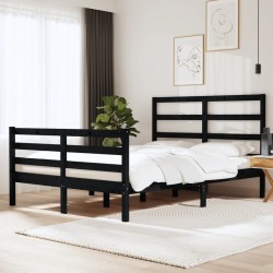 vidaXL Massivholzbett Schwarz Kiefer 120x190 cm