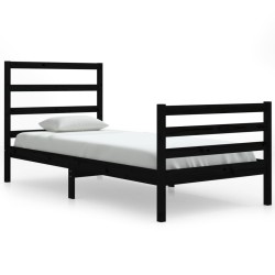 vidaXL Massivholzbett Schwarz Kiefer 90x200 cm