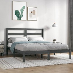 vidaXL Massivholzbett Grau 120x190 cm