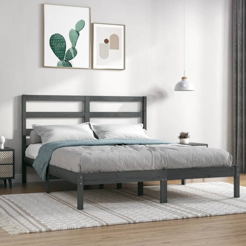vidaXL Massivholzbett Grau 120x190 cm vidaXL Massivholzbett Grau 120x190 cm