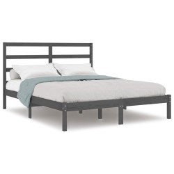 vidaXL Massivholzbett Grau 120x190 cm