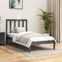 vidaXL Massivholzbett Grau Kiefer 90x190 cm