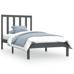 vidaXL Massivholzbett Grau Kiefer 90x190 cm
