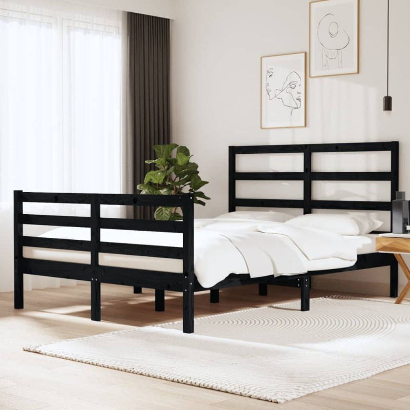 vidaXL Massivholzbett Schwarz Kiefer 150x200 cm vidaXL Massivholzbett Schwarz Kiefer 150x200 cm