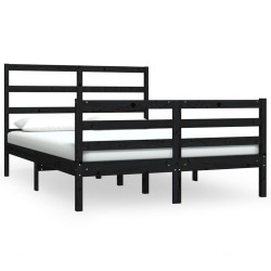 vidaXL Massivholzbett Schwarz Kiefer 150x200 cm