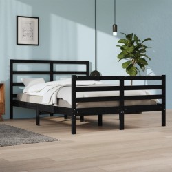 vidaXL Massivholzbett Schwarz Kiefer 160x200 cm