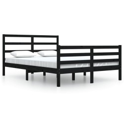 vidaXL Massivholzbett Schwarz Kiefer 160x200 cm