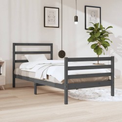 vidaXL Massivholzbett Grau Kiefer 90x200 cm