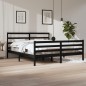 vidaXL Massivholzbett Schwarz Kiefer 200x200 cm vidaXL Massivholzbett Schwarz Kiefer 200x200 cm