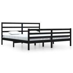 vidaXL Massivholzbett Schwarz Kiefer 200x200 cm