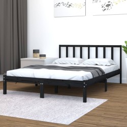 vidaXL Massivholzbett Schwarz Kiefer 135x190 cm