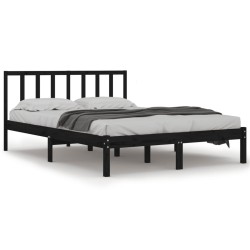 vidaXL Massivholzbett Schwarz Kiefer 135x190 cm