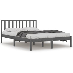 vidaXL Massivholzbett Grau Kiefer 135x190 cm