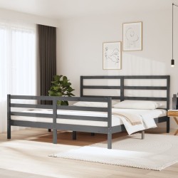 vidaXL Massivholzbett Grau Kiefer 180x200 cm 6FT Super King