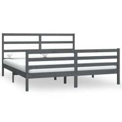 vidaXL Massivholzbett Grau Kiefer 180x200 cm 6FT Super King