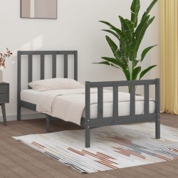 vidaXL Massivholzbett Grau 90x190 cm