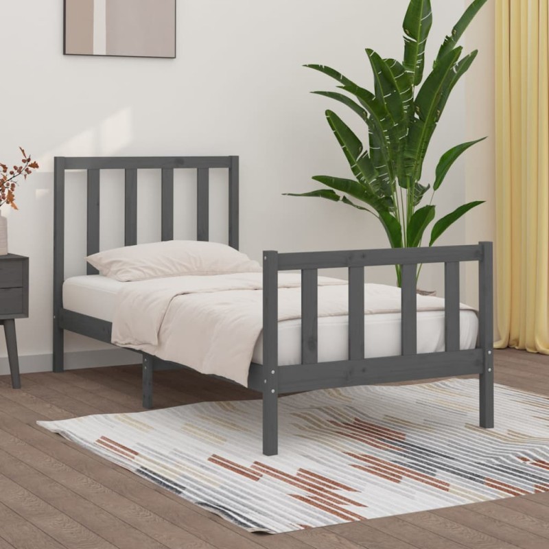 vidaXL Massivholzbett Grau 90x190 cm vidaXL Massivholzbett Grau 90x190 cm
