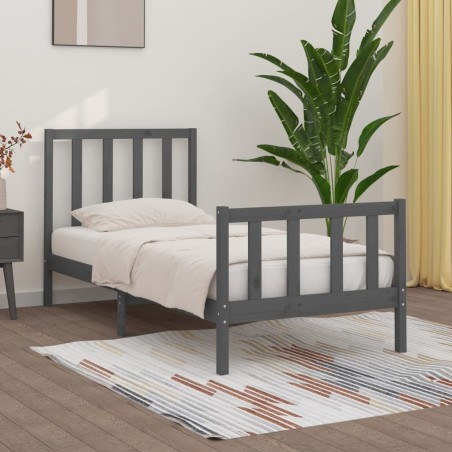 vidaXL Massivholzbett Grau 90x190 cm