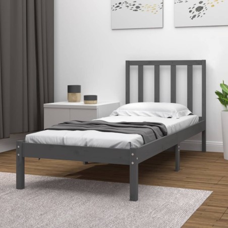 vidaXL Massivholzbett Grau Kiefer 75x190 cm