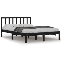 vidaXL Massivholzbett Schwarz Kiefer 120x200 cm