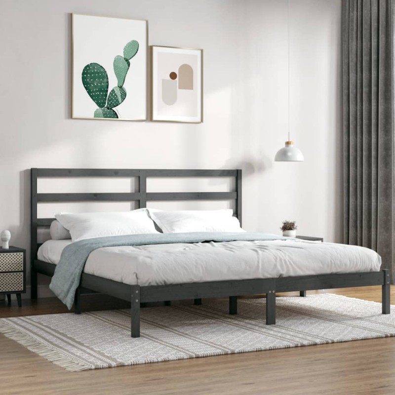 vidaXL Massivholzbett Grau 180x200 cm vidaXL Massivholzbett Grau 180x200 cm