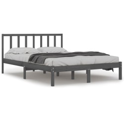 vidaXL Massivholzbett Grau Kiefer 135x190 cm