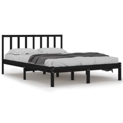 vidaXL Massivholzbett Schwarz Kiefer 160x200 cm