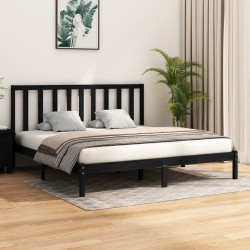 vidaXL Massivholzbett Schwarz Kiefer 180x200 cm