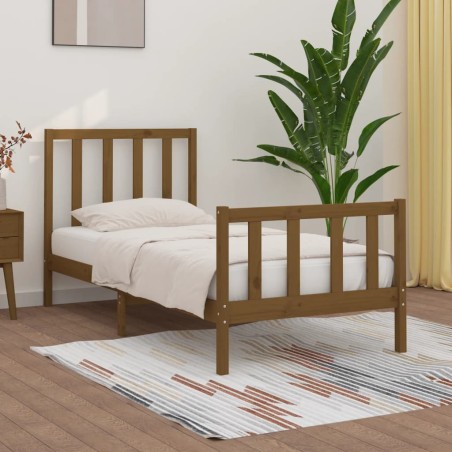 vidaXL Massivholzbett Honigbraun 90x190 cm