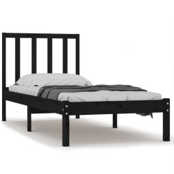 vidaXL Massivholzbett Schwarz Kiefer 75x190 cm