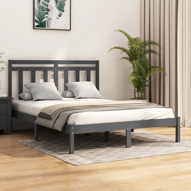 vidaXL Massivholzbett Grau 120x190 cm vidaXL Massivholzbett Grau 120x190 cm