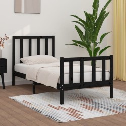vidaXL Massivholzbett Schwarz 90x190 cm