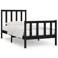 vidaXL Massivholzbett Schwarz 90x190 cm