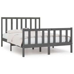 vidaXL Massivholzbett Grau 135x190 cm