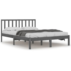 vidaXL Massivholzbett Grau Kiefer 140x190 cm